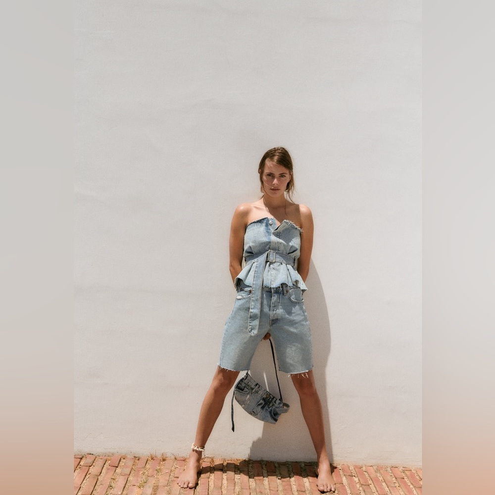 Zara Strapless denim Top